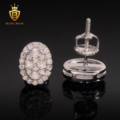 Oval Iced-Out Moissanite Stud Earrings