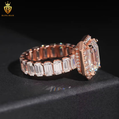 Emerald-cut iced-out ring