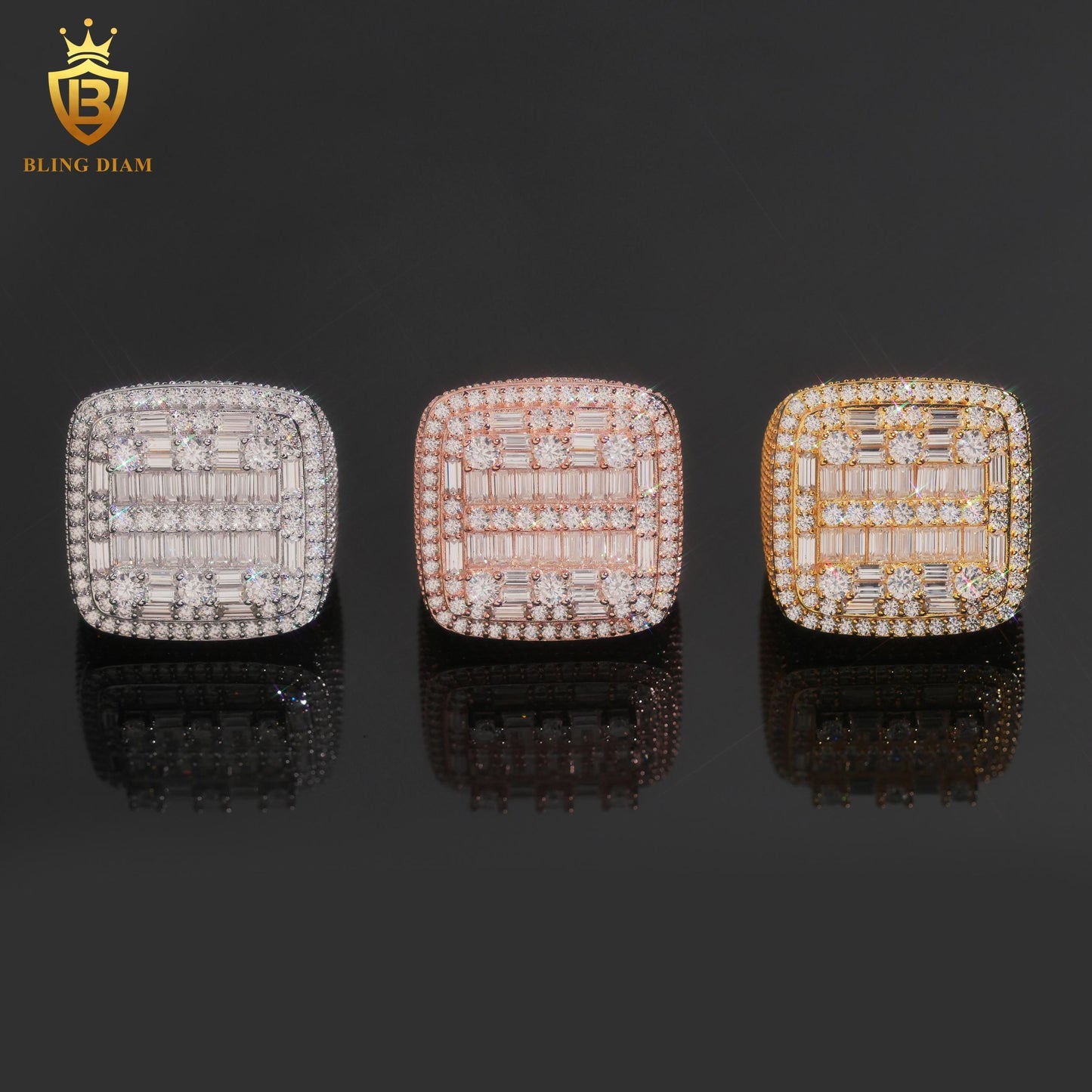 Baguette-cut iced-out ring