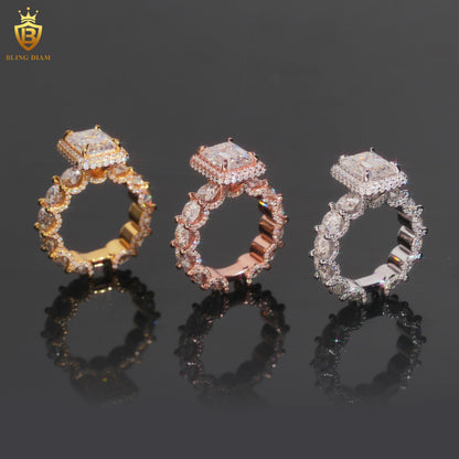 Emerald-cut moissanite ring