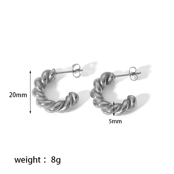 Chunky C-type Hoop Earrings