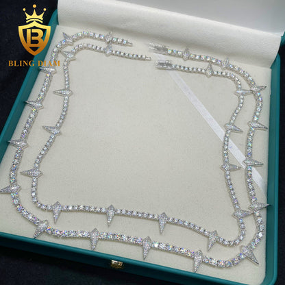 4MM 925 Silver Thorny Moissanite Tennis Chain