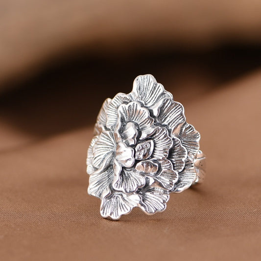 Floral Peony Flowers Ring