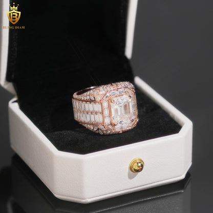 Emerald-cut iced-out ring