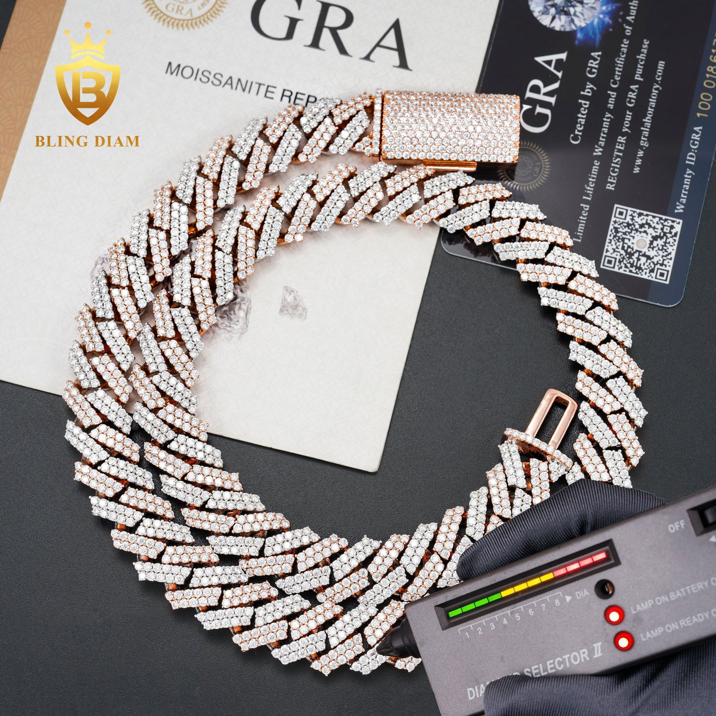 15mm Cuban sterling silver Moissanite Chain