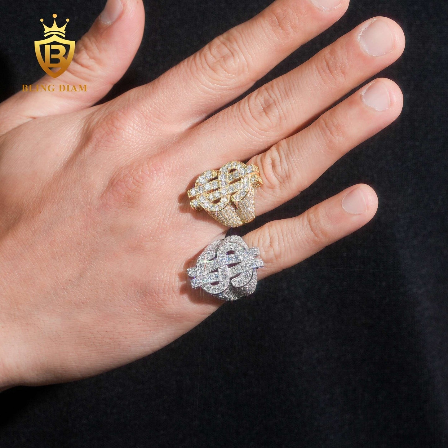 Iced-out hip-hop ring