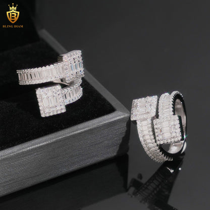 Rhodium-plated moissanite ring