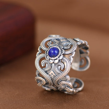 Lapis Lazuli Flower Ring