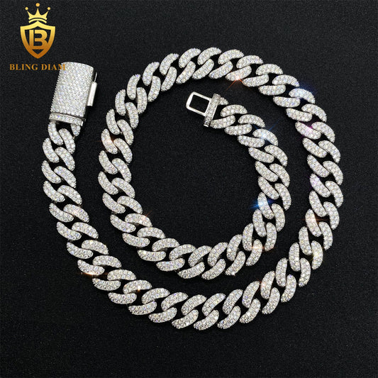 12mm 925 sterling silver moissanite chain