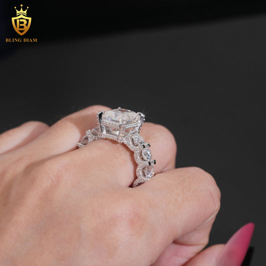 Radiant-cut moissanite eternity ring