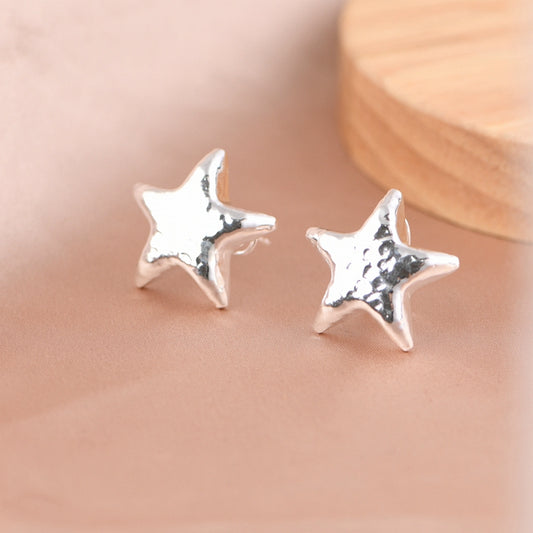 Concave Raised Face Star Cuff Earrings