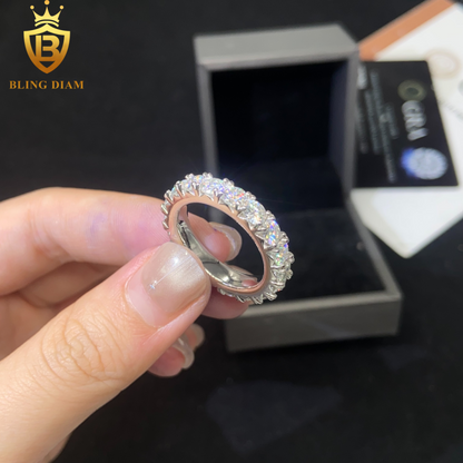 Iced-out moissanite ring