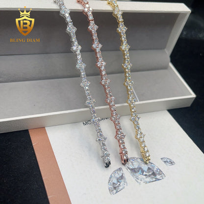 Round Brilliant Cut Cross Moissanite Tennis Bracelet