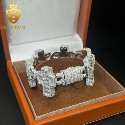 Cross Cuban Link Moissanite Bracelet
