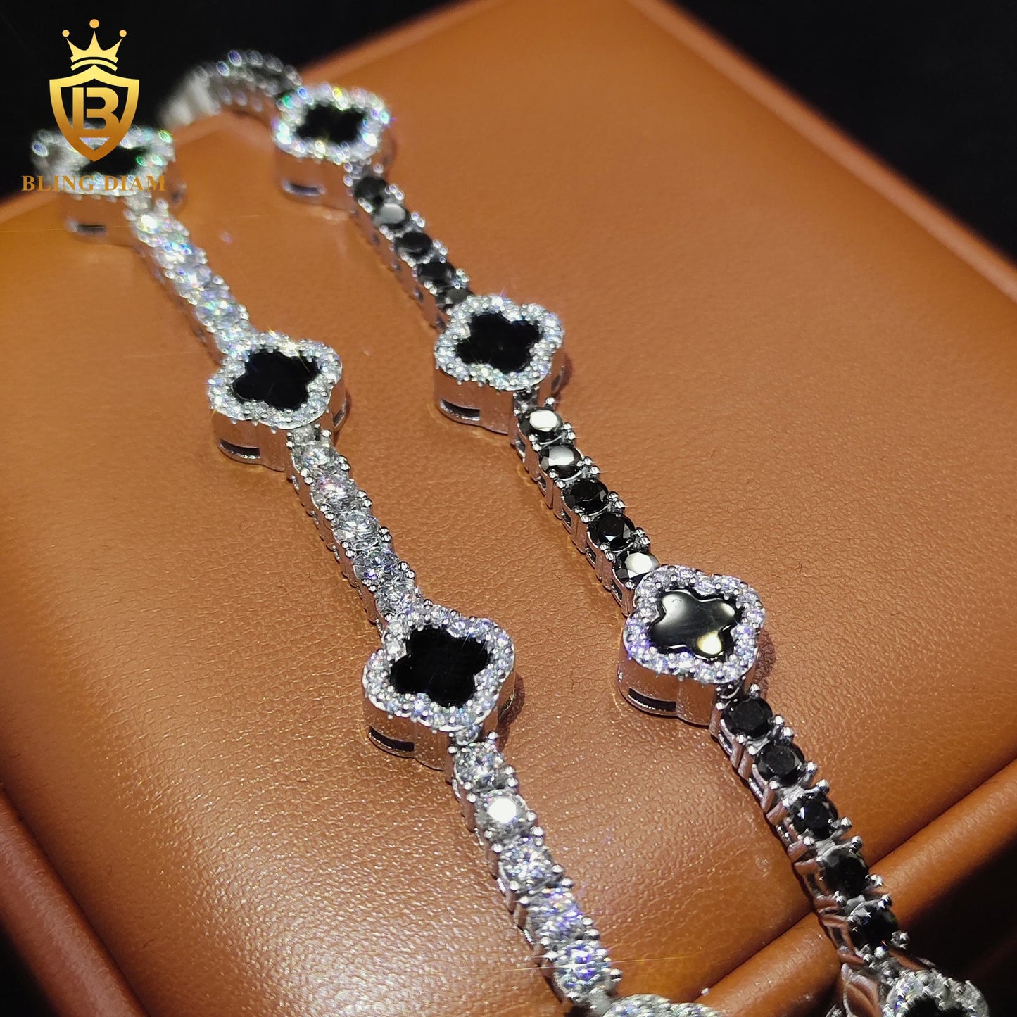 Four-Leaf Clover Moissanite Cuban Bracelet