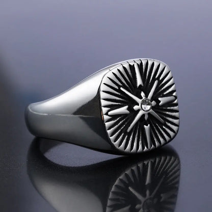 Voyager Cross Compass ring