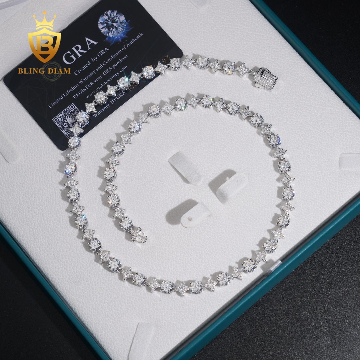 8mm Star Shape 925 Silver moissanite tennis chain