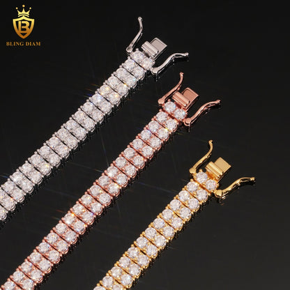 2 Row Iced Out Moissanite Tennis Bracelet