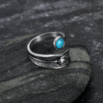 turquoise peacock feather ring