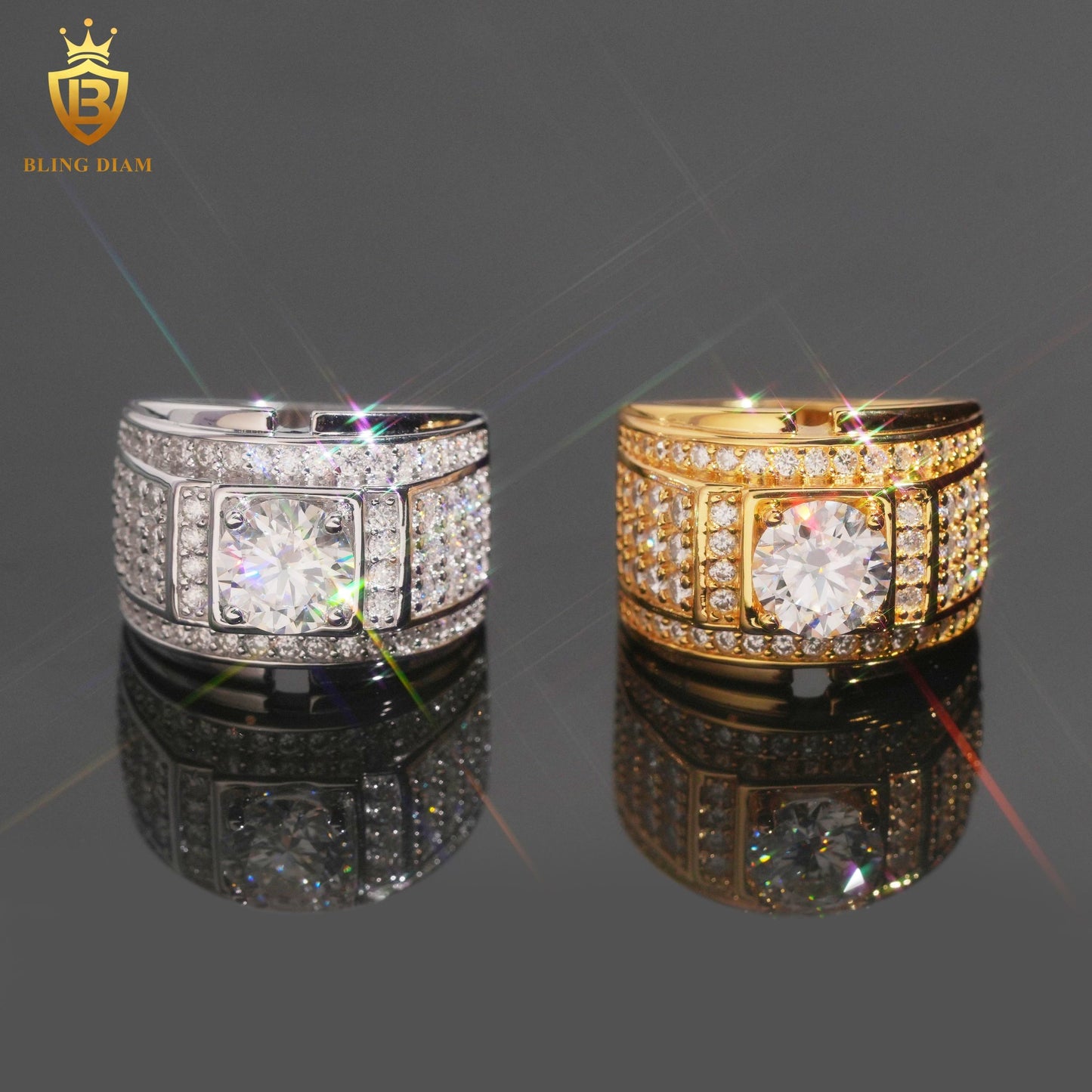 Rapper-style iced-out ring