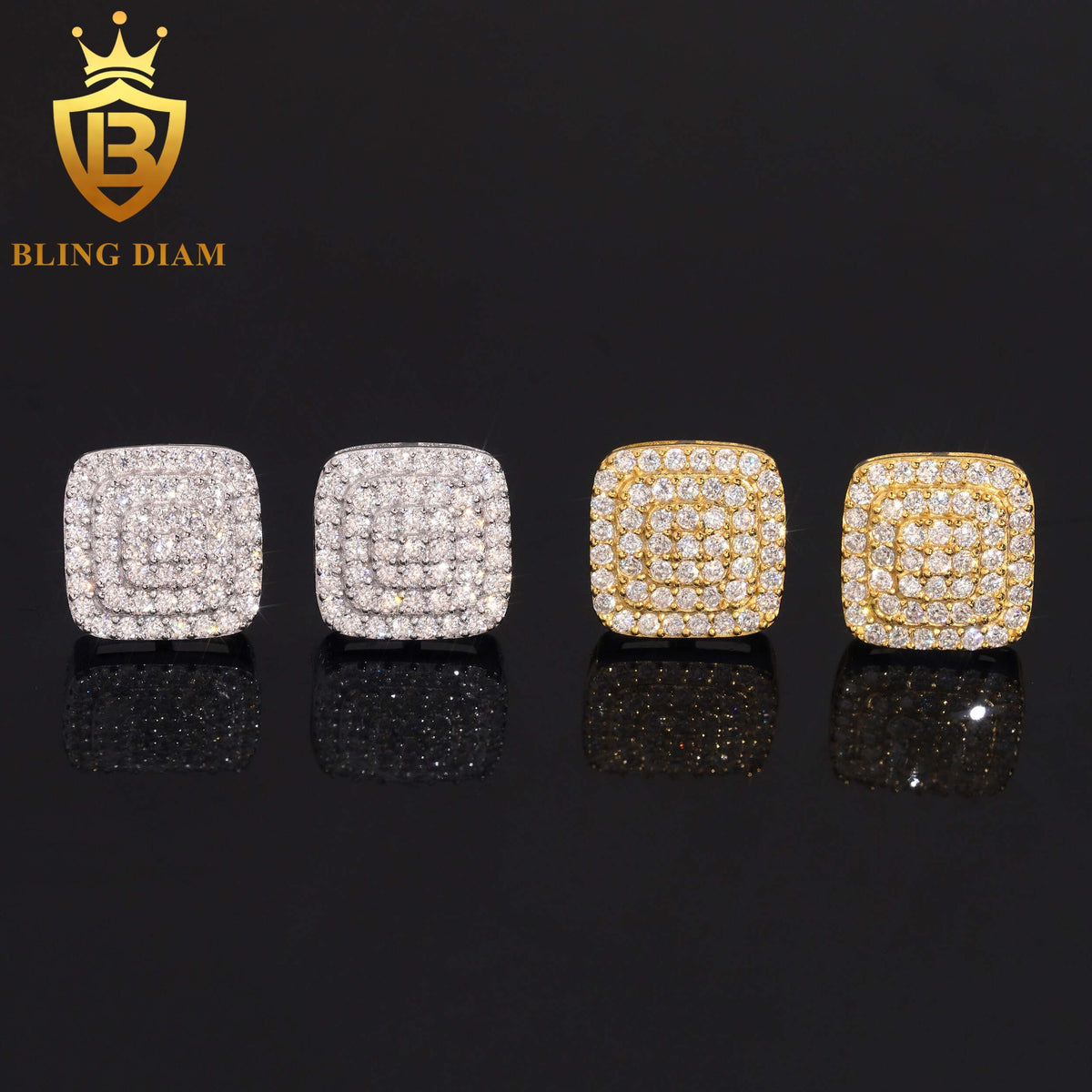 3-Row Moissanite Stud Earrings