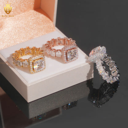 Asscher-cut moissanite ring