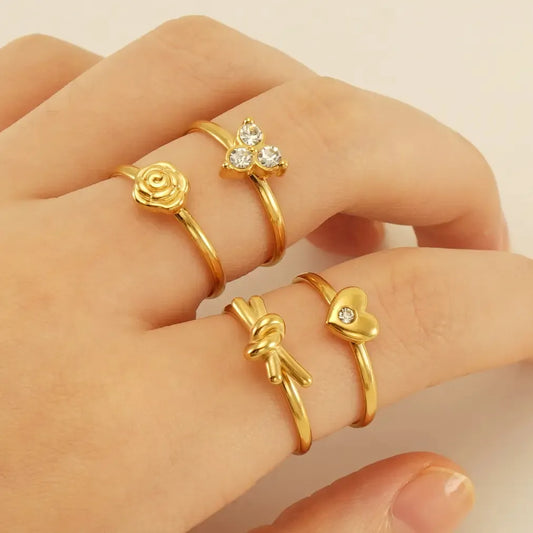 Knot Clover Heart Flower Ring