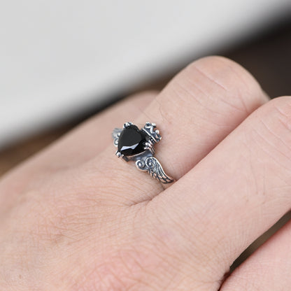 Feather Crown Heart ring