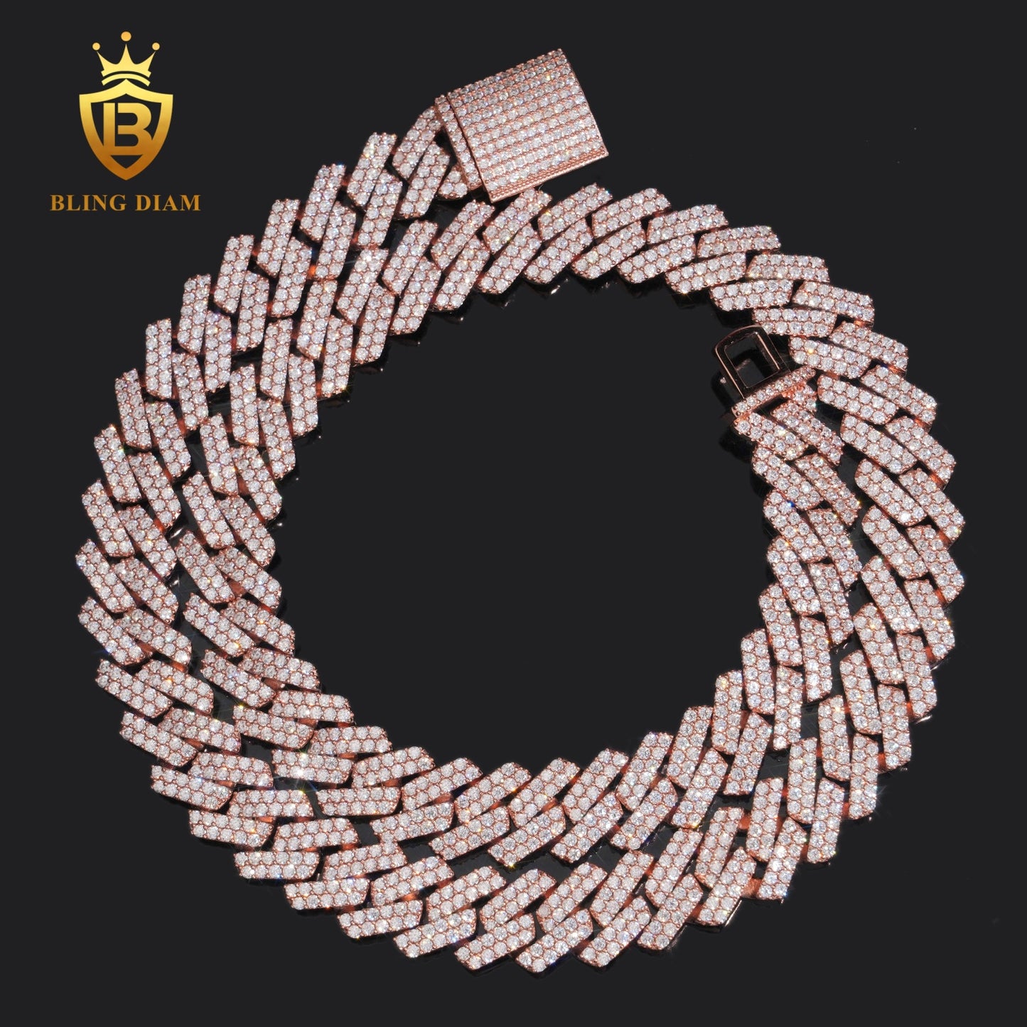 15mm Moissanite sterling silver chain