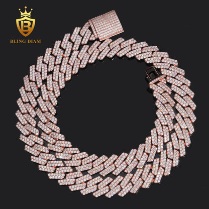 15mm Moissanite sterling silver chain