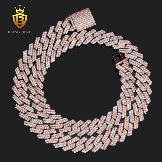 15mm Moissanite sterling silver chain