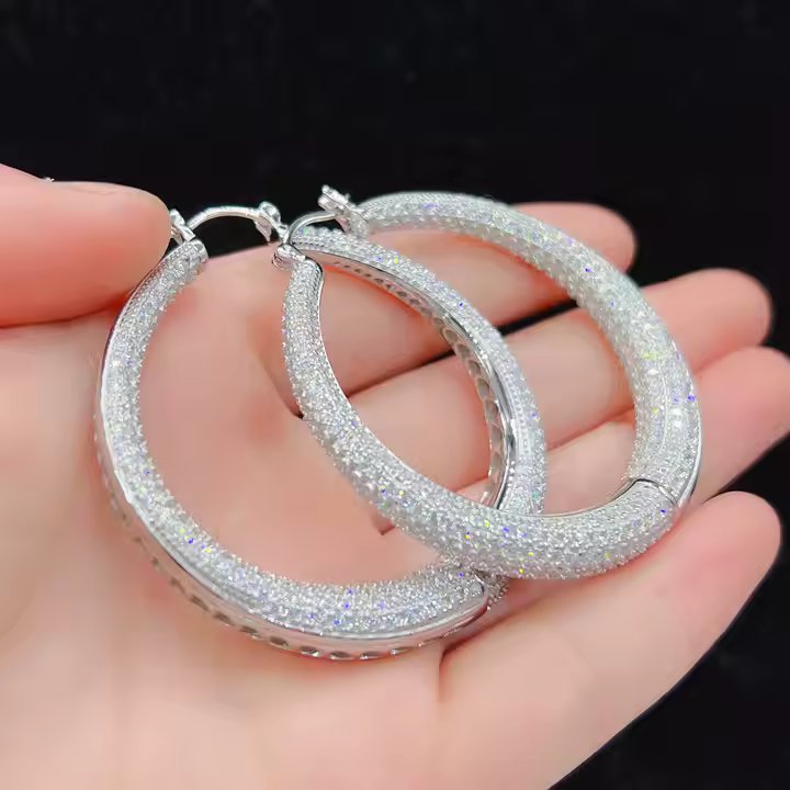 Hoop Earrings - VVS Moissanite, Sterling Silver