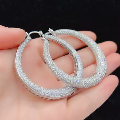 Hoop Earrings - VVS Moissanite, Sterling Silver