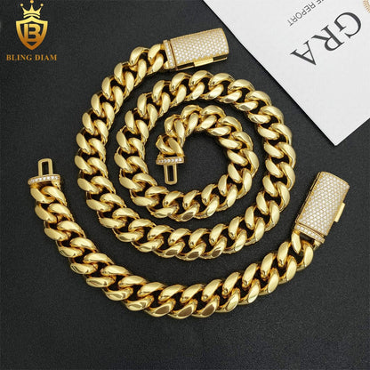 14mm Cuban Link 925 Sterling Silver Vvs Moissanite chain