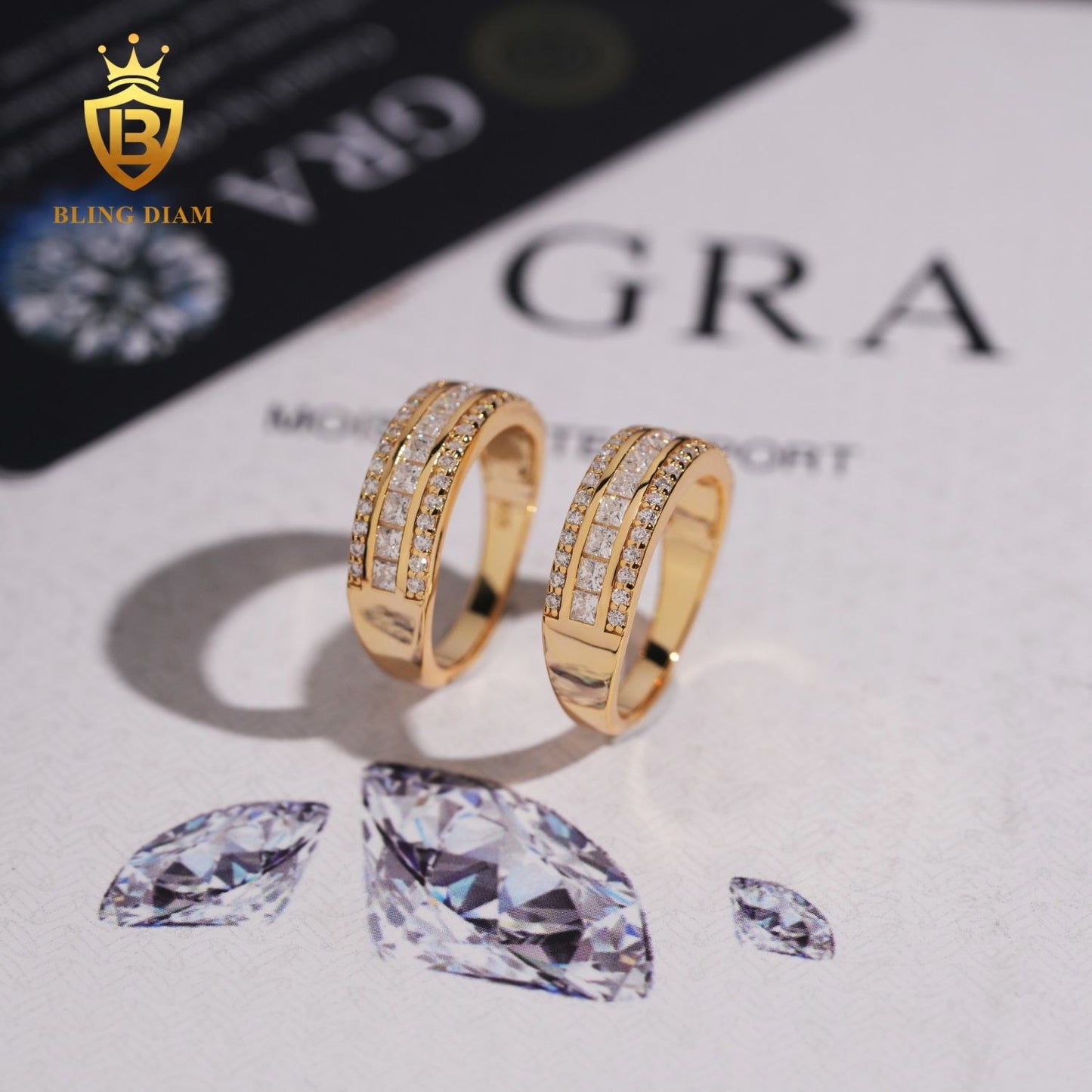 Square stone moissanite ring