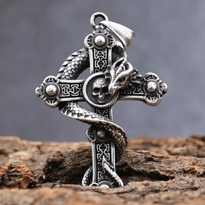 Snake Wrapped Cross Pendant