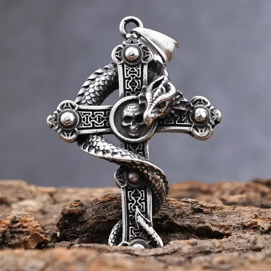 Snake Wrapped Cross Pendant