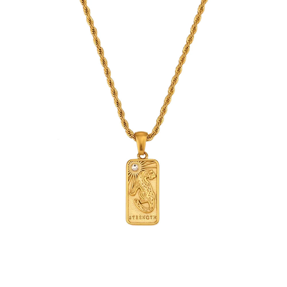 Zircon Tarot Card Pendant Necklace
