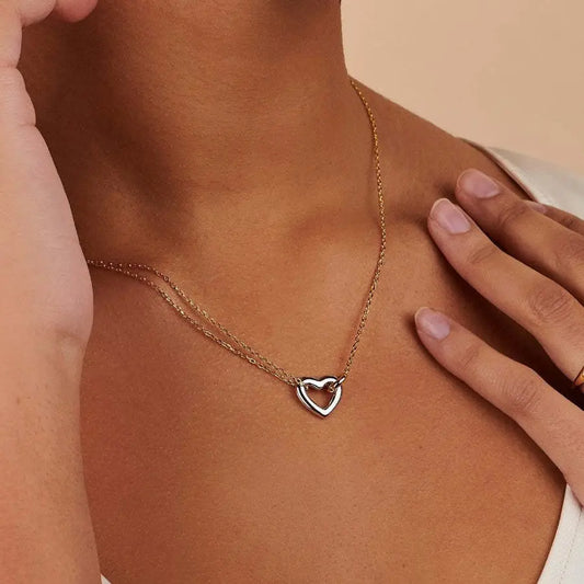 Two-Tone Heart Necklace
