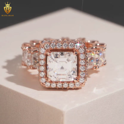 Asscher-cut moissanite ring