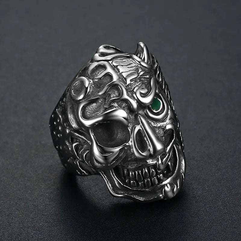 half face skull devil ring
