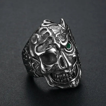 half face skull devil ring