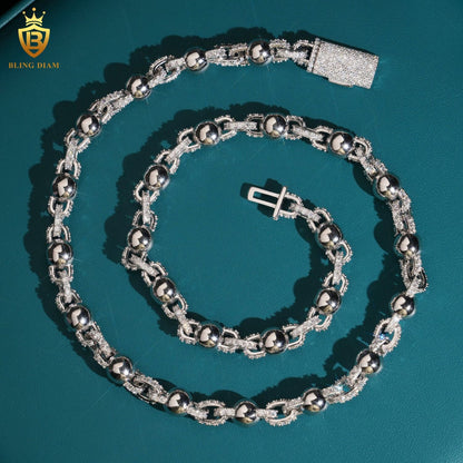 8mm S925 Silver Moissanite Beaded chain