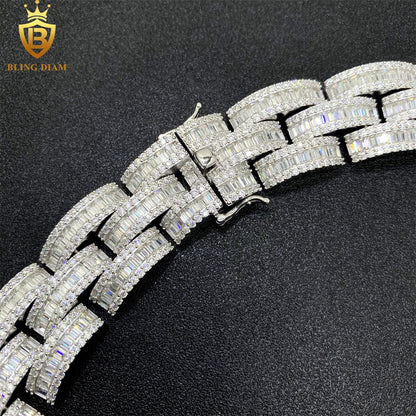 3 rows 925 sterling silver vvs moissanite chain