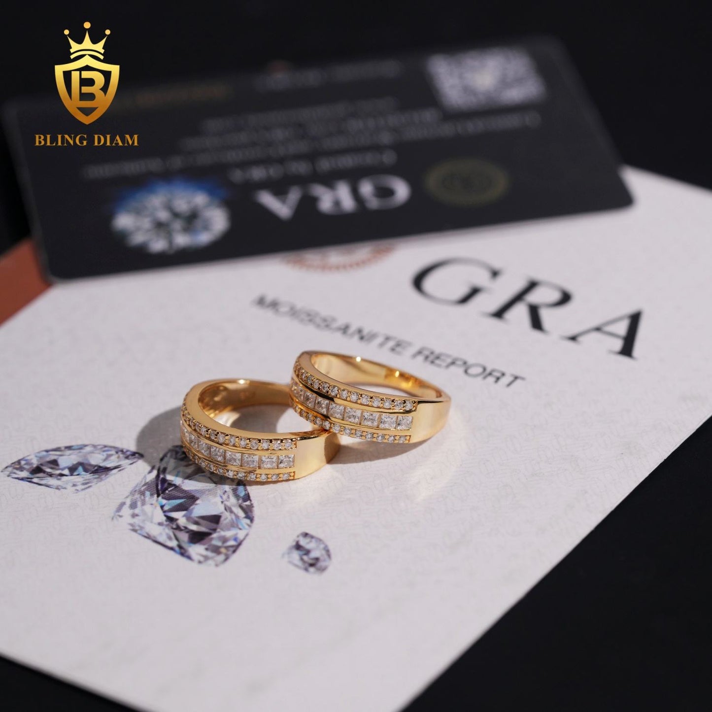 Square stone moissanite ring