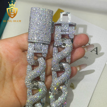 Miossanite 925 Silver Infinitly Cuban Link Chain