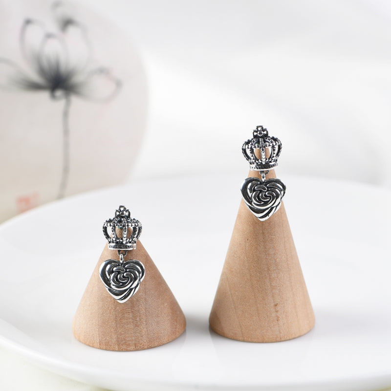 Crown Heart-shaped Rose Stud Earrings