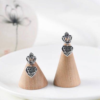 Crown Heart-shaped Rose Stud Earrings