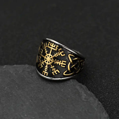 Nordic Viking compass Vegvisir Celtic Knot ring