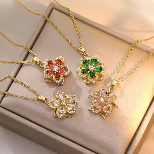 Rotating Flower Necklace